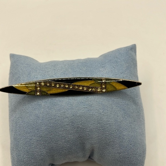 Vintage Pierre Bex France Art Deco Style and  rhinestone brooch Trombone Closure - Picture 9 of 9